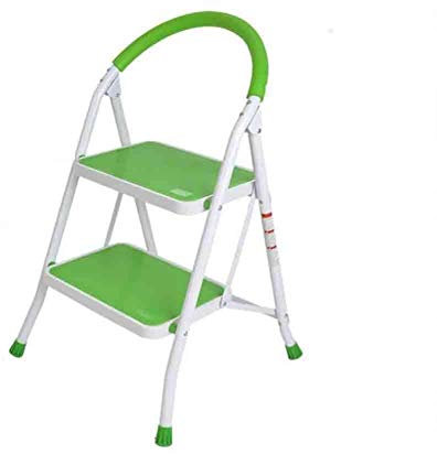 Sgabello pieghevole a 2 gradini con tappetino antiscivolo, colore: verde