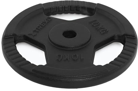 XTREXO TRX-ICP001 10kg Gusseisen Hantelscheibe - Universal, langlebig, mit ergonomischen Griffen, kompatibel mit Langhanteln und Griffen für Kraft- und Funktionstraining