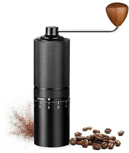 Kaffeemühle Manuell | Hochwertiger Handkaffeemühle | 150-Stufige Einstellung | Externer und Verstellbarer Handmühle Kaffee | Manuelle Kaffeemühle für Reise, Camping, Büro, Espresso
