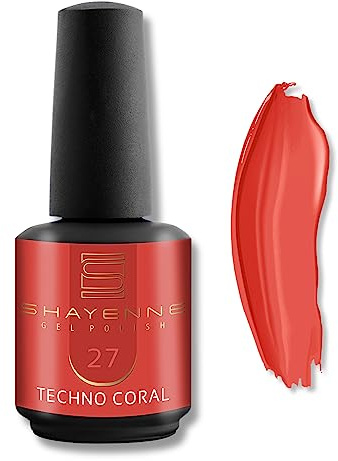 SHAYENNE UV LED Gel Nagellack 15ml – 27 Techno Coral Rot – Langanhaltend & Hochglänzend – Für UV/LED Lampe – Maniküre & Pediküre – Made in Germany