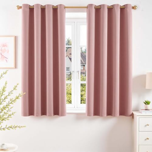 Vangao Gardinen mit Ösen Blickdicht Modern H145xB140cm 2er Set, Rosa | Boho Blackout Curtains Pink, Verdunklungsvorhänge Küche Wohnzimmer Schlafzimmer Kinderzimmer Fenster, Vorhang Verdunkelung