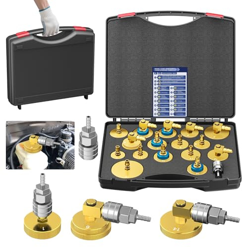 Tnamdan 17-teiliger Auto Bremse Entlüfter Adapter Set Bremse Entlüfter Gerät Auto Bremse Entlüfter Adapter mit Schnellkupplung Bremsflüssigkeit Entlüftung oder Nachfüllung Kompatibel