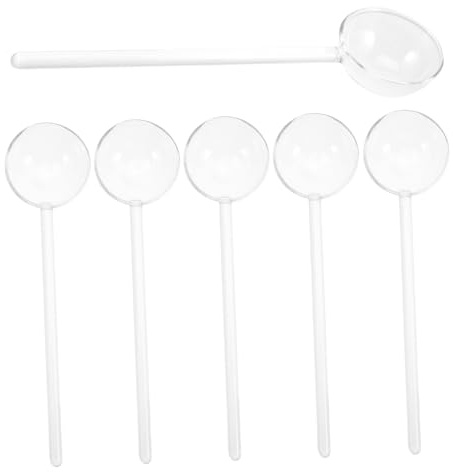 POPETPOP 6 pièces Cuillères Verre Résistantes Chaleur à Long Manche Lot de Cuillères à Dessert Transparentes pour Café Thé et Glaces pour Maison et Restaurant