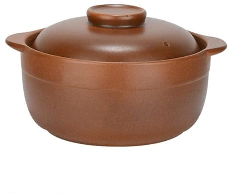 Pentola in ceramica per fuoco aperto, casseruola in terracotta con coperchio, manico isolato di grande capacità