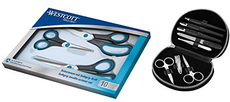 Westcott 90027-10038 kombinationspaket, Easy Grip saxset och manikyrfodral, svart
