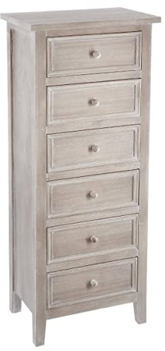 ATMOSPHERA CREATEUR D'INTERIEUR Commode chiffonnier 6 tiroirs Aspect Bois Vieilli