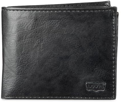 Levi's Men's Extra Capacity Slimfold Wallet, Charcoal Black, One Size