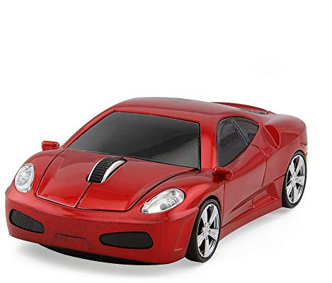 ECOiNVA Kabellos Auto Maus, Sportwagen für Laptop PC Computer Maus (Rot)