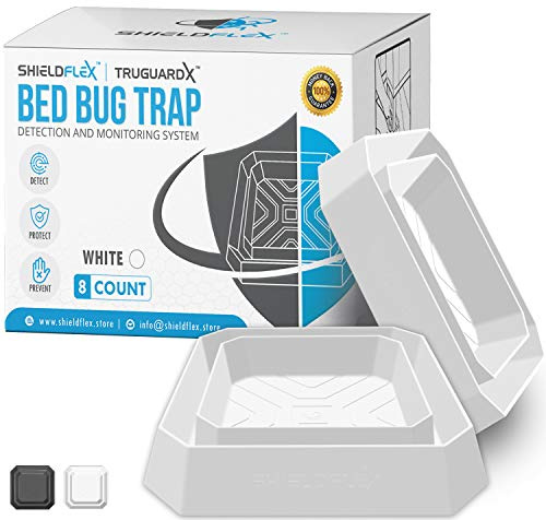 SHIELDFLEX Bettwanzenfalle - 8er Pack | TruGuard X Bettwanzen-Abfangjäger (weiß) | Umweltfreundliche Bettwanzenfallen für Bettbeine | Zuverlässiger Insektendetektor