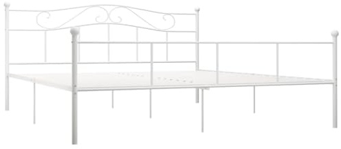 vidaXL Bettgestell Bett Metallbett Schlafzimmerbett Doppelbett Bettrahmen Schlafzimmermöbel Ehebett Lattenrost Weiß Metall 180x200cm