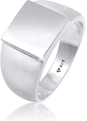 Kuzzoi Siegelring Herrenring poliert Bandring massiv (11 mm) 925 Silber | Robuster Biker Schmuck mit rechteckiger Oberfläche Ring für Männer in der Ringgröße 54 66