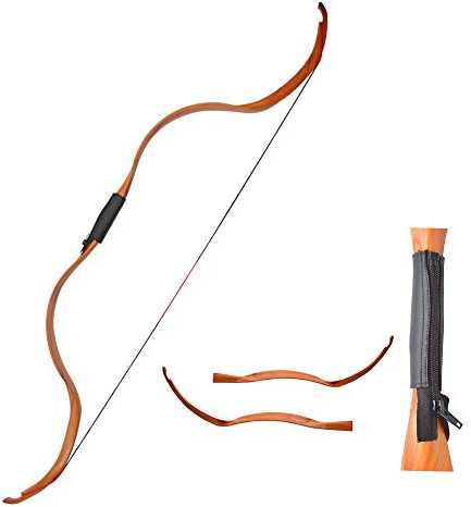 Tradizionale Arco ricurvo 20lbs Arco in Legno Longbow Fatto a Mano per Il Gioco di Pratica di Caccia per Principianti Adulti (Marrone)