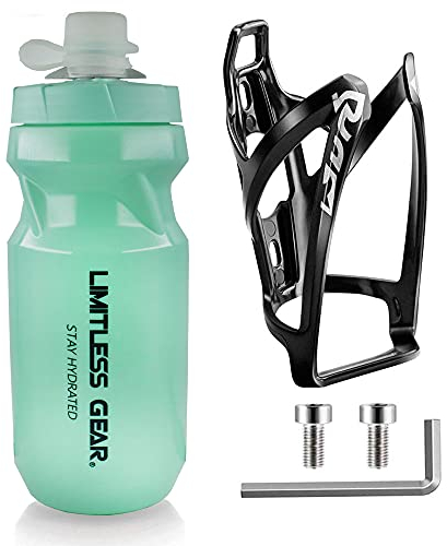 OSIGEI PortabidóN De Bicicleta con Botella De Bicicleta De 21 Oz, Soporte para Bebidas Ligero Bicicleta con Tornillos - Botella De Agua para Bicicletas Sin Bpa para Bicicletas, Bicicletas (Verde)