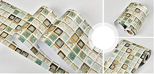 Tapetenbordüre, selbstklebend, grünes Mosaik, wasserdicht, Vinyl, Wandverkleidung, Bordüren, Dekor, Badezimmer, Küche, Arbeitszimmer, Flur, Eingang, Glastür, Dekor, Aufkleber, 10 cm x 1000 cm