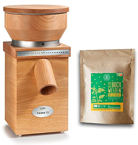 KoMo Fidibus 21 | Made in Austria | Edelkorund und Keramik Mahlstein | + 2,5kg bio Buchweizen