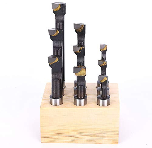 12mm Boring Bar Set, 9Pcs CNC Lathe & Milling Tool Holding Steel Set with Base | Industrial Round Shank Drill Bits for Turning, Grooving & Thread Processing