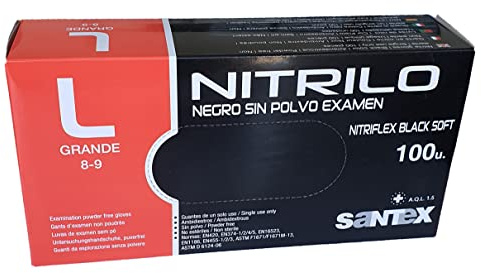 GUANTE NITRILO NEGRO L 100UDS SANTEX