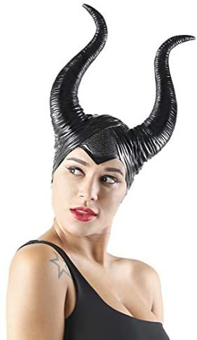 cuteDIY Melifecent Kostüm Damen Malifesent Hörner Halloween Kleid Haarreif Schwarze