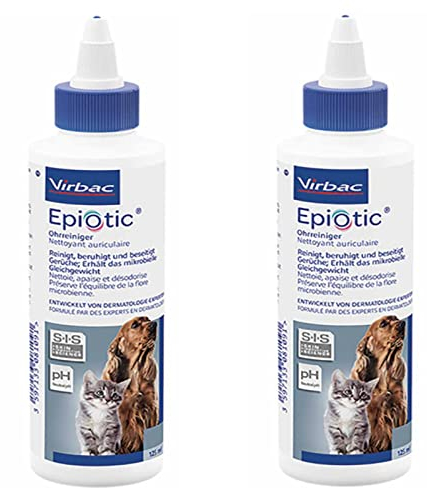 Virbac Epiotic Ohrreiniger für Tiere zur Ohrenpflege - Doppelpack - 2 x 125 ml
