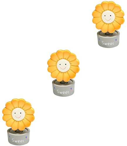Amosfun 3 STK Ornamente Aus Harz Künstliche Sonnenblume Im Topf Kuchenornament Wackelkopfspielzeug Für Sonnenblumen Tischdekoration Tanzende Auto Innendekoration Herbst Strauß
