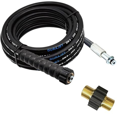 M&M Smartek Hochdruckschlauch 8m DN8 M22/10mm für Kärcher HD/HDS | Drahteinlage, 10mm Stecknippel und M22x1,5 Innengewinde; belastbar bis 220 bar und 155 °C, mit Knickschutz im Profi-Einsatz.