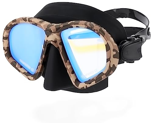 LUXPARD Tauchmaske, Taucherbrille zum Tauchen und Schnorcheln. Anti-Fog Anti-Leck Geringes Volumen Tauchmaske mit UV-beschichteten Gläsern, Tauchausrüstung für Erwachsene (Schwarz Tarnmuster)