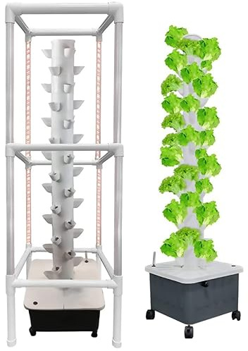 HYQNG Système de Culture hydroponique Tour hydroponique Verticale de 45 dosettes avec lumière de Croissance LED chronométrée, kit de Germination de jardinière Intelligente Kit de Culture aéroponique