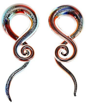 Longbeauty 1 Paar Glas Spirale Tapers Dehnschnecke Ohrdehner Ohrstecker Expander Ohr Piercing Schmuck 5mm-12mm