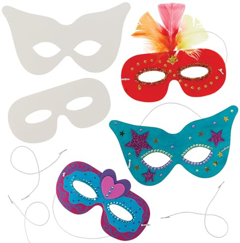 Baker Ross Masken-Set in Weiß, Sortiert (12 Stück) - 2 Verschiedene Designs - EIN Hit zu Karneval oder auf Faschingspartys