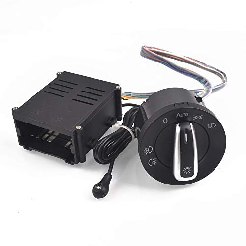 ZIxmix Car Headlight Switch Auto Chrom Lichtschalter Auto Lampe Sensor Licht/Passend for VW Transporter Multivan Caravelle T5 T6 + Auto Scheinwerfer Headlight Switch