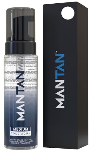 Men's Self-Tan Medium Clear Mousse Scented with Cool Aqua By MANTAN