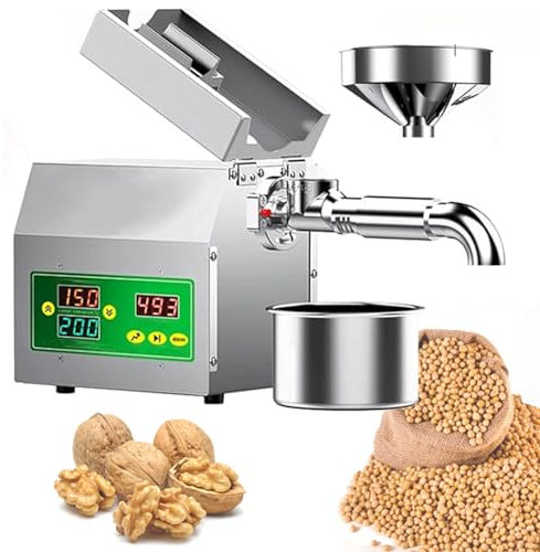 DOZPAL Pressa per Olio Automatica, panello di Olio di Noci Caldo Freddo Pressa per Olio di Semi in Acciaio Inossidabile per Uso Domestico Commerciale - Regolazione della Temperatura