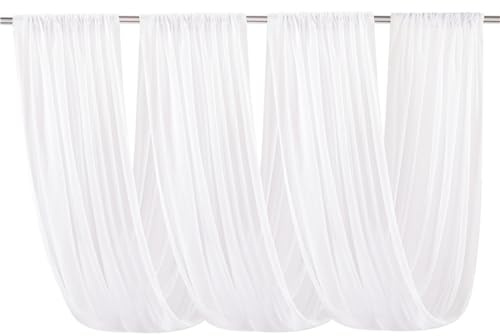 Highdi Tenture Mariage Plafond, Rideaux de Plafond Mousseline de Soie Tenture Mariage Semi Voile pour Arche de Mariage, Fête Prénatale (Blanc Pur,73x1000CM)