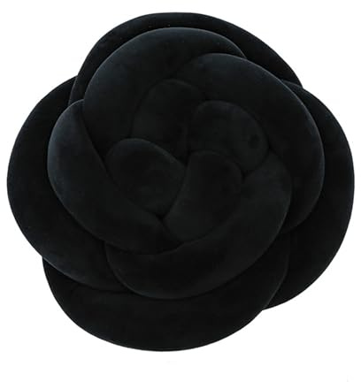 Ueiwffzo Knot Kopfkissen Knotenkissen Plüsch Kissen Weiche Rosenform Geknotetes Kissen Knoten Ball Kissen Dekor Bett Zimmer Sofa 30cm (Schwarz)