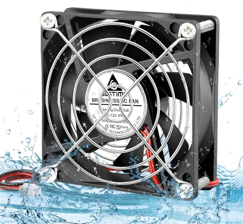 GDSTIME 12V Lüfter 80mm IP67 Kühlung Lüfter 80x25mm 2 Pin Doppelkugellager | 80mm lüfter 12v ip67 80mm Gehäuselüfter