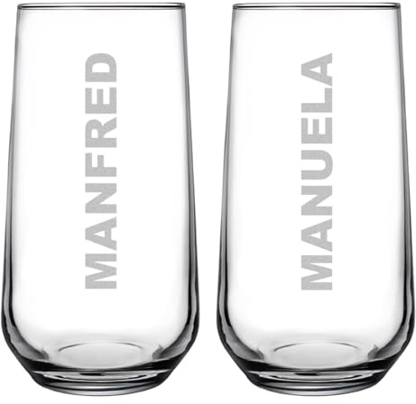 polar-effekt Longdrinkgläser 470 ml 2 Stück mit Gravur - transparente Wassergläser mit Namen - Gläser für Cocktails, Drinks, Wasser und Saft - BPA-Frei