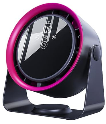 ToeWoe Ventiladores de Mesa Recargables Ventilador de Sobremesa Oscilante Sin Aspas de 6 con 5 Velocidades Pantalla LED Ventiladores de Pared para Casa, Oficina, Cocina(Red)