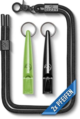GIZZY® 2X Hundepfeife lauter & weitreichender Pfeifton I 2X Hundepfeifen ideal als Erziehungshilfen für Hunde I Zum Hundetraining u. als Hundepfeife Rückruf geeignet I Inkl. wertigem Band (grün)