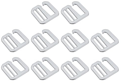 QUARKZMAN 10 Piezas 20mm/0.79 Hebillas de Gancho en G de Metal Ajustables Deslizantes de Tres Pasos para Correas de Mochila, Plata