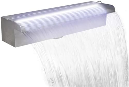 CIADAZ Pool-Wasserfall Fontäne, Brunnen Garten Wasserfall, Schwalldusche Pool, Poolwasserfall, Pool Zubehör Wasserfall, Wasserfall- & Bachlaufsets, Rechteckig Edelstahl 45 cm