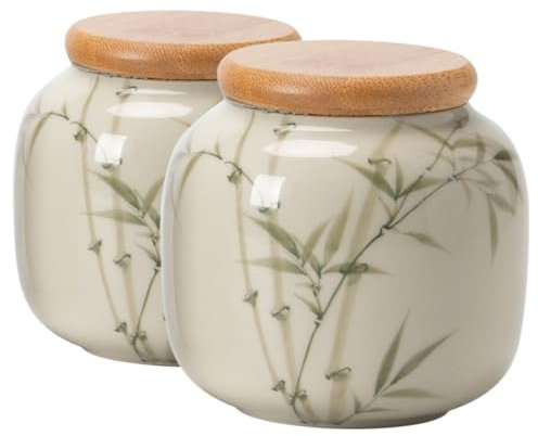 Alipis Juego De 2 Tarros De Té De Cerámica Herméticos Para Almacenamiento De Té Pu-Erh Y Verde Con Sello Antihumedad Diseño Tradicional Chino Tamaño Compacto 3.2X3.1X1.9 Pulgadas
