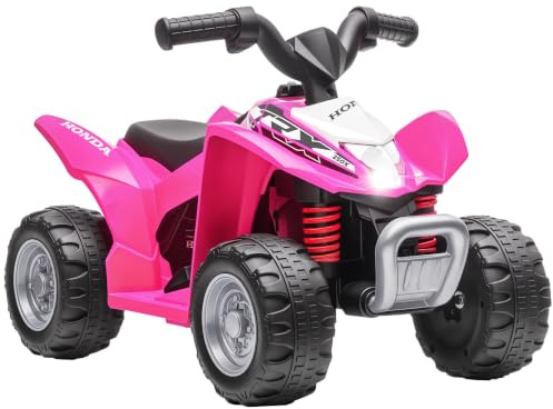 AIYAPLAY HONDA Quad Elettrico per Bambini 18-36 Mesi con Luci LED, Rosa | Mini Quad per Bambini, Clacson e Pedali, Velocità max 2.8 km/h, 65.5x38.5x43.5 cm