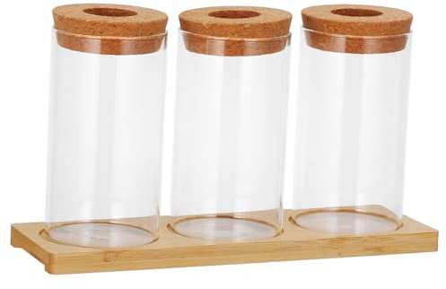 Happyyami Desktop Hydroponic Planter Set Elegant Glass for Indoor Plant Propagation Wooden Tray for Office Decor and Ecosystems