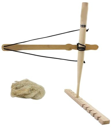 BESPORTBLE Wooden Bow Drill Fire Starter Kit Friction Fire Skill Toy for Children Natural Wood Survival Practice Set