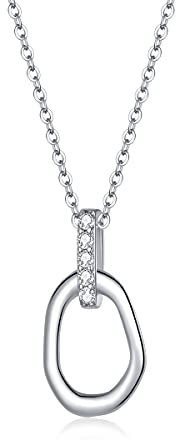 Sterlingsilber-Schmuck, einfache geometrische Halskette, 925er Sterlingsilber-Schmuck, Zirkon-Kettenglieder-Halsketten, Modeschmuck, Geschenk für Frauen