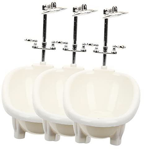 Hohopeti 3stücke Teiliges Mini-badewannen Puppenhäuser Hochwertige Miniatur-badewanne Für Spielzeug-Dekoration Und Puppenhaus-zubehör Kreative Badezimmergestaltung