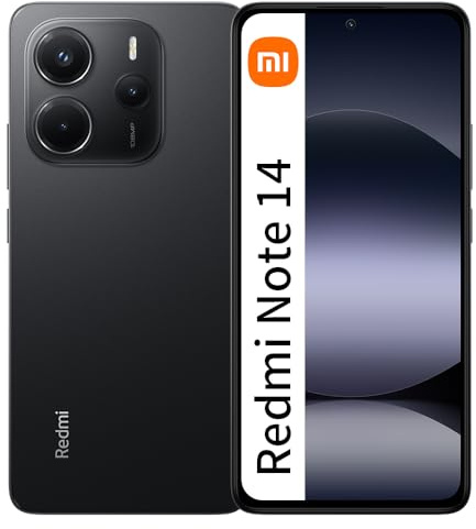 XIAOMI Redmi Note 14 8GB + 128GB Global Edition Smartphone 6.67 Pulgadas AMOLED Pantalla 120Hz 108MP Batería 5500mAh Negro Sin Cargador (sin Cargador)