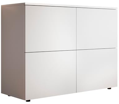 MB Muebles Bonitos, Buffet Zoel pour Salon et Salle à Manger Moderne, Commode en Mélamine Mate, Couleur Blanc, 90x71x34 cm