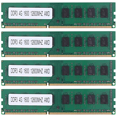 rieder 4X Memoria RAM DDR3 de 4GB PC3-12800 1.5V 1600Mhz 240 Memoria de Escritorio DIMM Sin BúFer Y Sin ECC para Placa Madre de Escritorio AMD