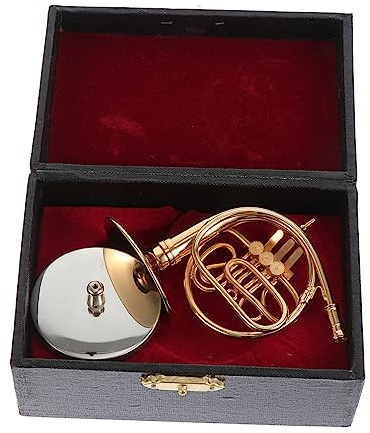 Cabilock 1 Stück Hornmodell Ornamente Miniatur-waldhorn Horninstrument Schmücken Waldhornmodell Süßes Zimmerdekor Kupfervergoldetes Horn Golden Karat Vergoldetes Kupfer